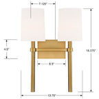 Crystorama BRO-452-VG Vibrant Gold Bromley 2 Light Vibrant Gold Wall Mount Image 2