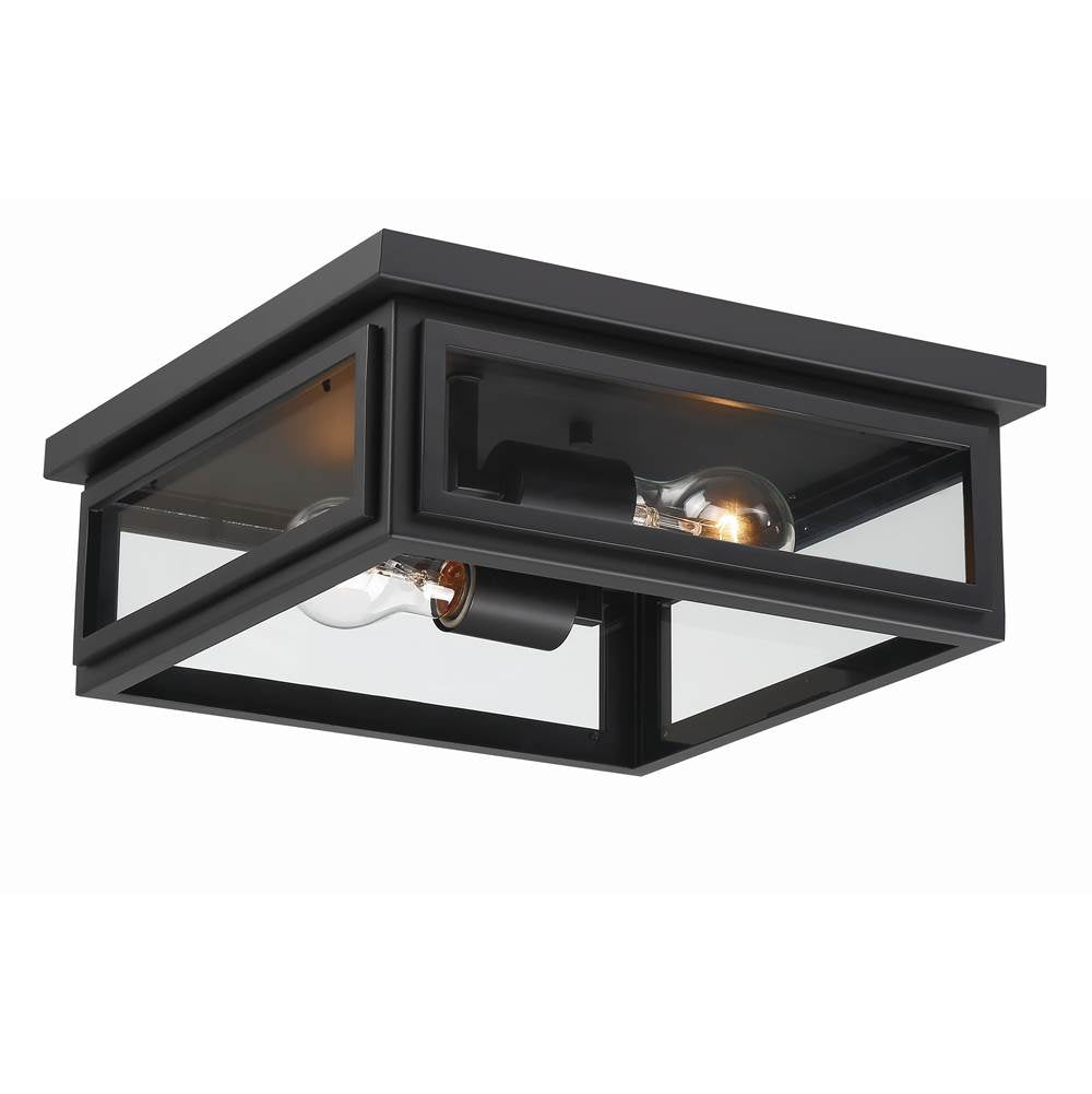 Crystorama BYR-80100-MK Matte Black Byron 2 Light Matte Black Outdoor Ceiling Mount Image 4