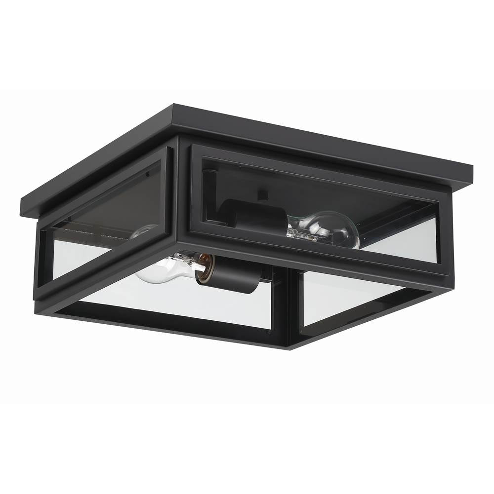 Crystorama BYR-80100-MK Matte Black Byron 2 Light Matte Black Outdoor Ceiling Mount Image 3