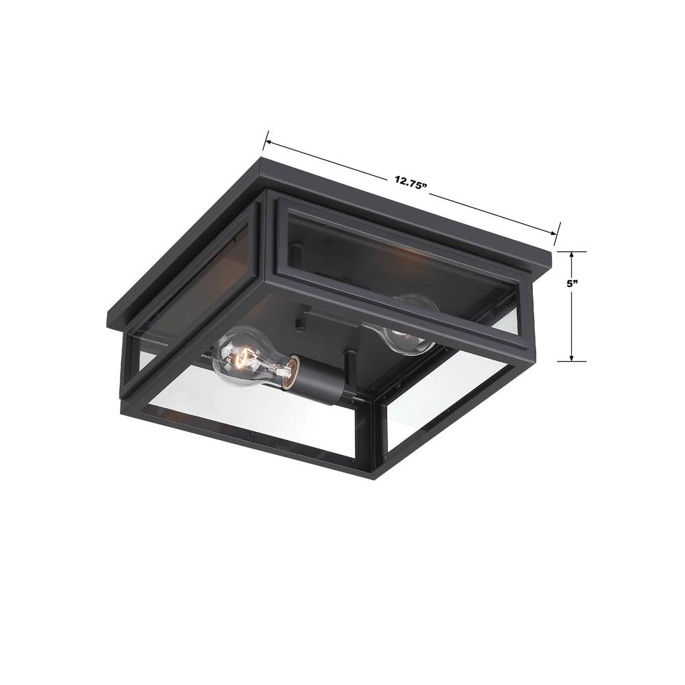 Crystorama BYR-80100-MK Matte Black Byron 2 Light Matte Black Outdoor Ceiling Mount Image 2