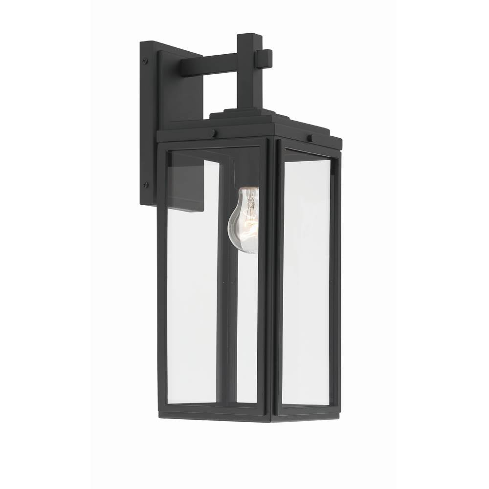 Crystorama Byron 1 Light Matte Black Outdoor Wall Mount