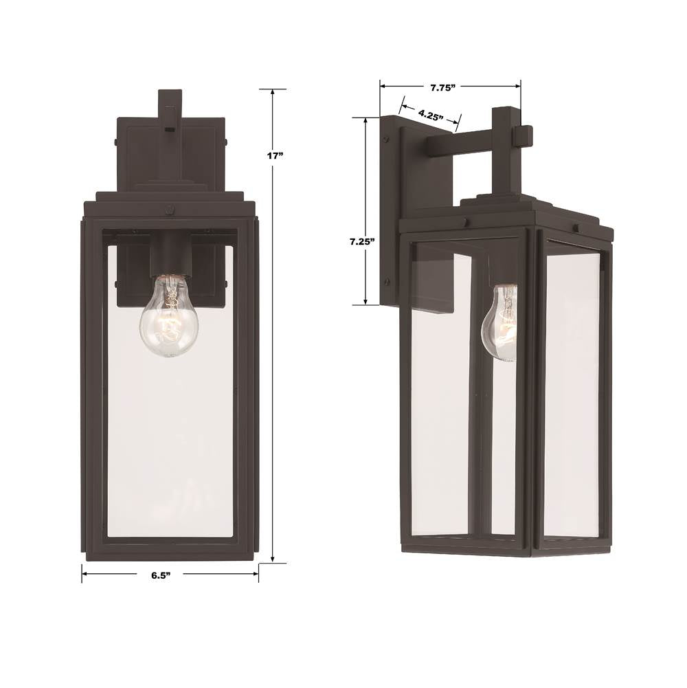 Crystorama BYR-80102-MK Matte Black Byron 1 Light Matte Black Outdoor Wall Mount Image 2