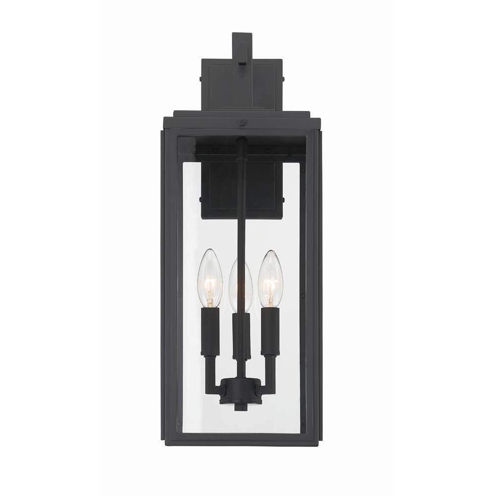 Crystorama BYR-80103-MK Matte Black Byron 3 Light Matte Black Outdoor Wall Mount Image 1