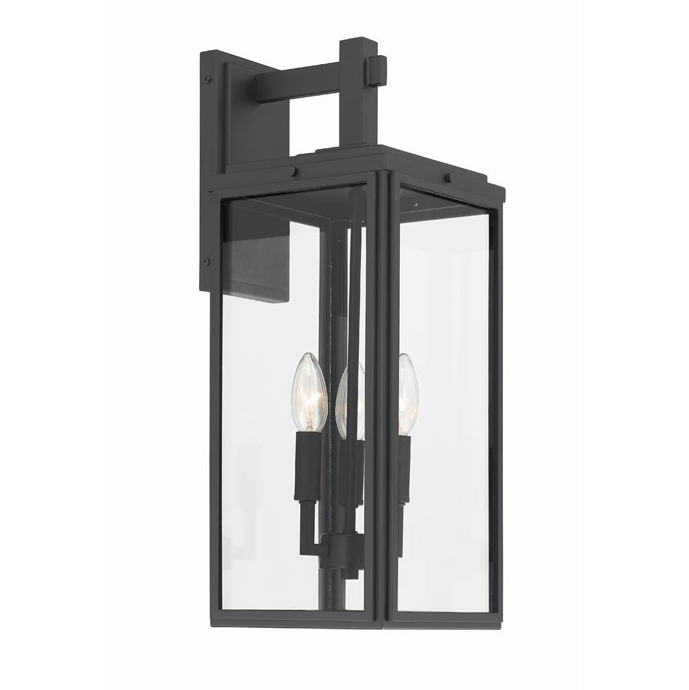 Crystorama Byron 3 Light Matte Black Outdoor Wall Mount