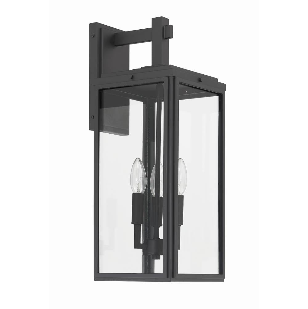 Crystorama BYR-80103-MK Matte Black Byron 3 Light Matte Black Outdoor Wall Mount Image 5
