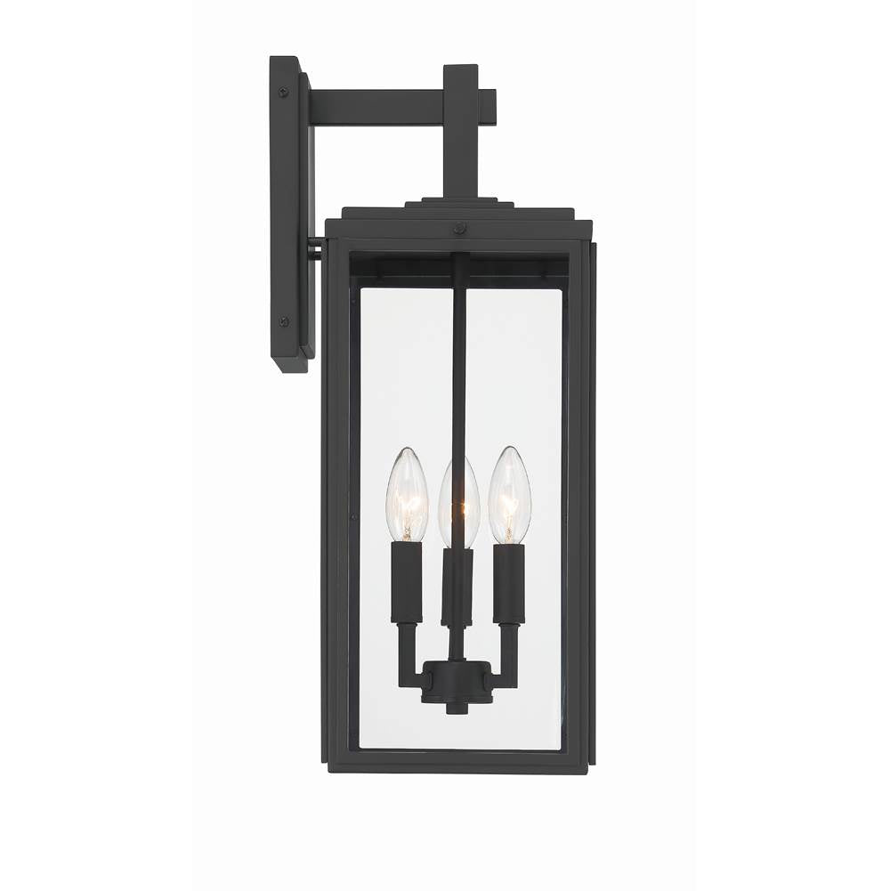 Crystorama BYR-80103-MK Matte Black Byron 3 Light Matte Black Outdoor Wall Mount Image 4