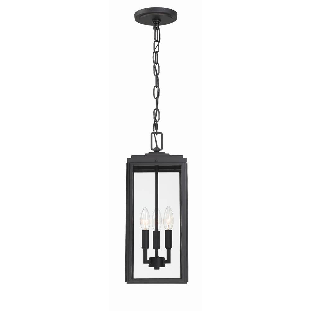 Crystorama BYR-80105-MK Matte Black Byron 3 Light Matte Black Outdoor Pendant Image 1