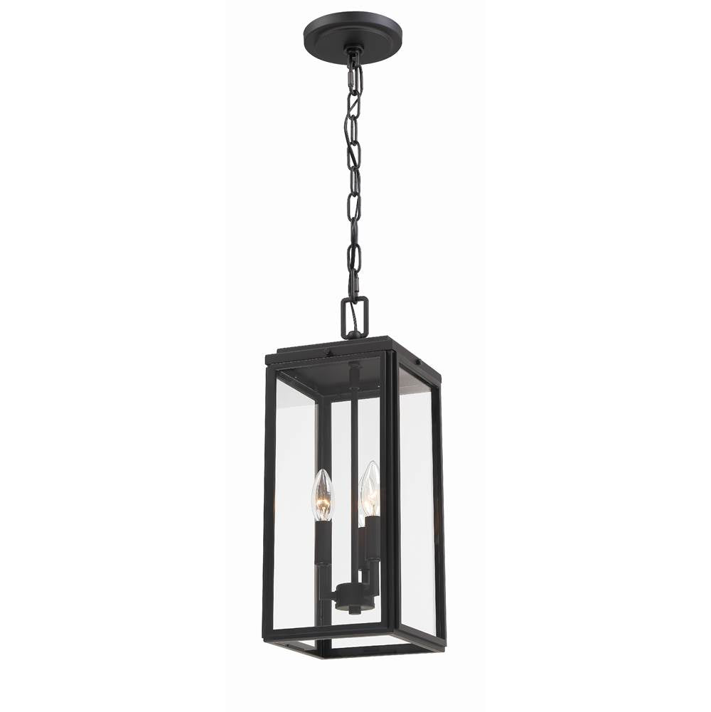 Crystorama Byron 3 Light Matte Black Outdoor Pendant