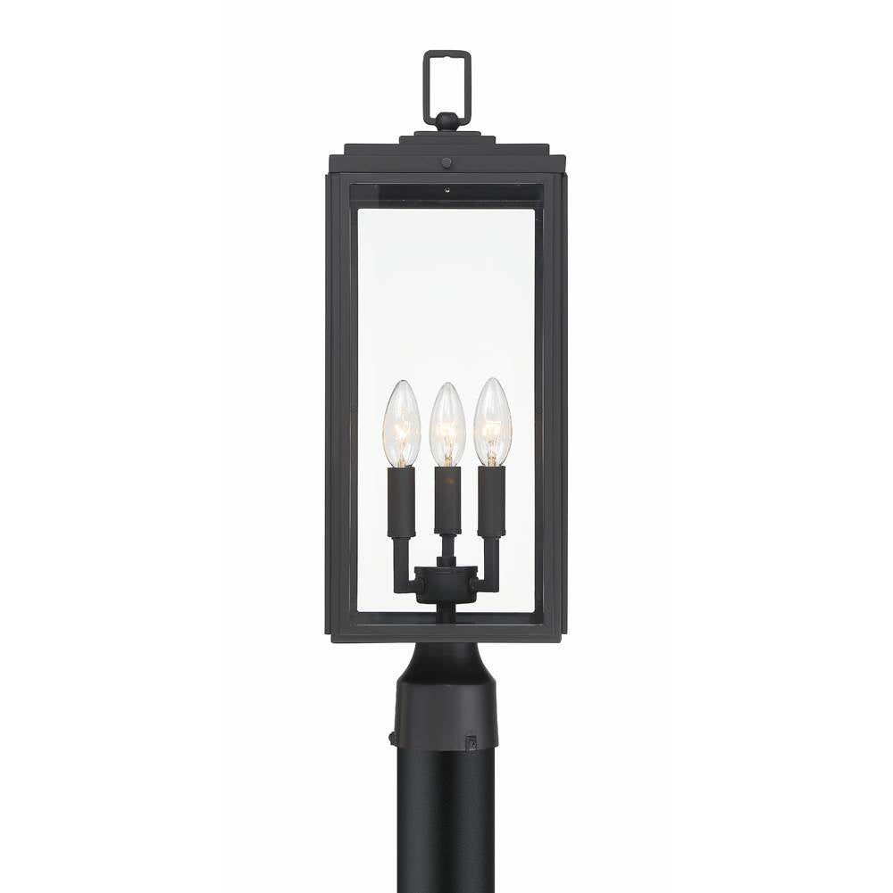 Crystorama BYR-80109-MK Matte Black Byron 3 Light Matte Black Outdoor Lantern Post Image 1