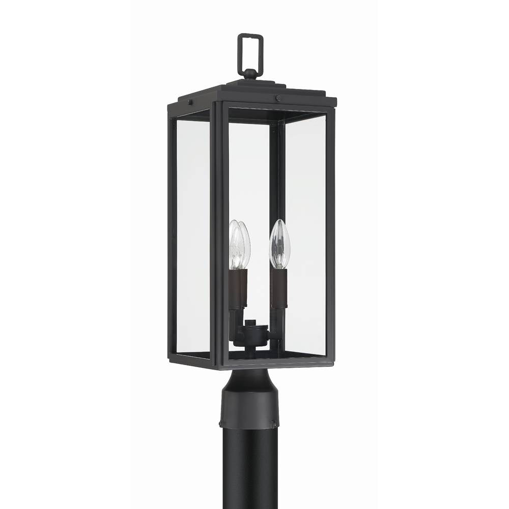 Crystorama BYR-80109-MK Matte Black Byron 3 Light Matte Black Outdoor Lantern Post Image 6