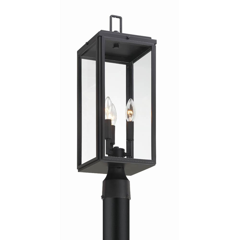 Crystorama BYR-80109-MK Matte Black Byron 3 Light Matte Black Outdoor Lantern Post Image 5