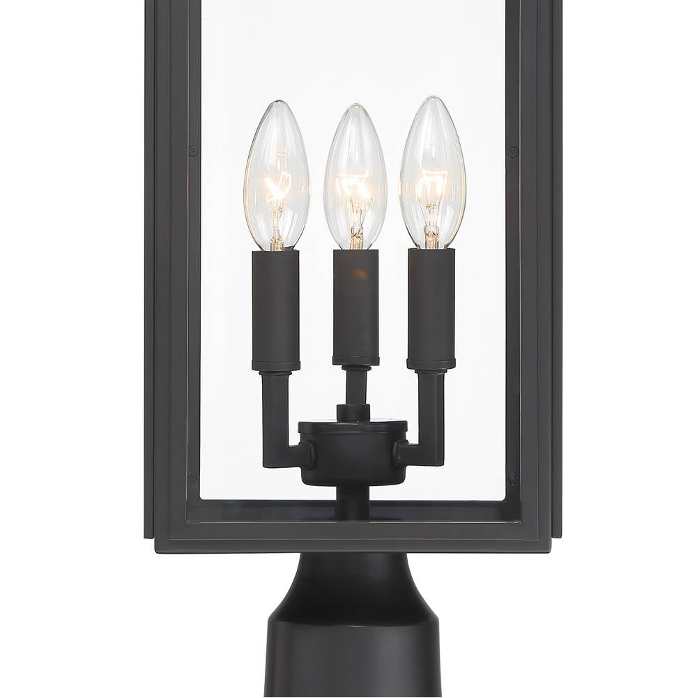 Crystorama BYR-80109-MK Matte Black Byron 3 Light Matte Black Outdoor Lantern Post Image 4