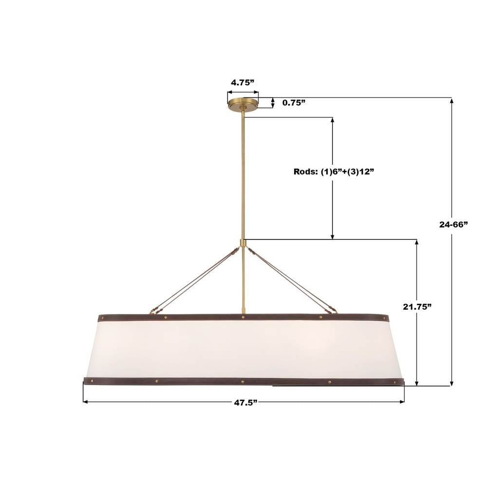 Crystorama CAL-2407-LG Luxe Gold Libby Langdon Callahan 47.5'' Luxe Gold Linear Oval Chandelier Image 3