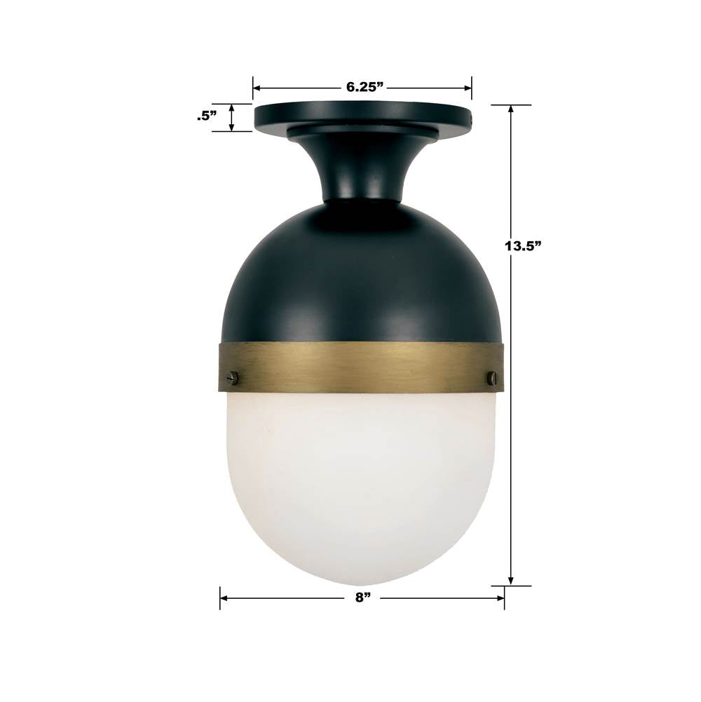 Crystorama Capsule Brian Patrick Flynn For Crystorama Capsule 1 Light Matte Black  Plus  Textured Gold Outdoor Ceiling Mount