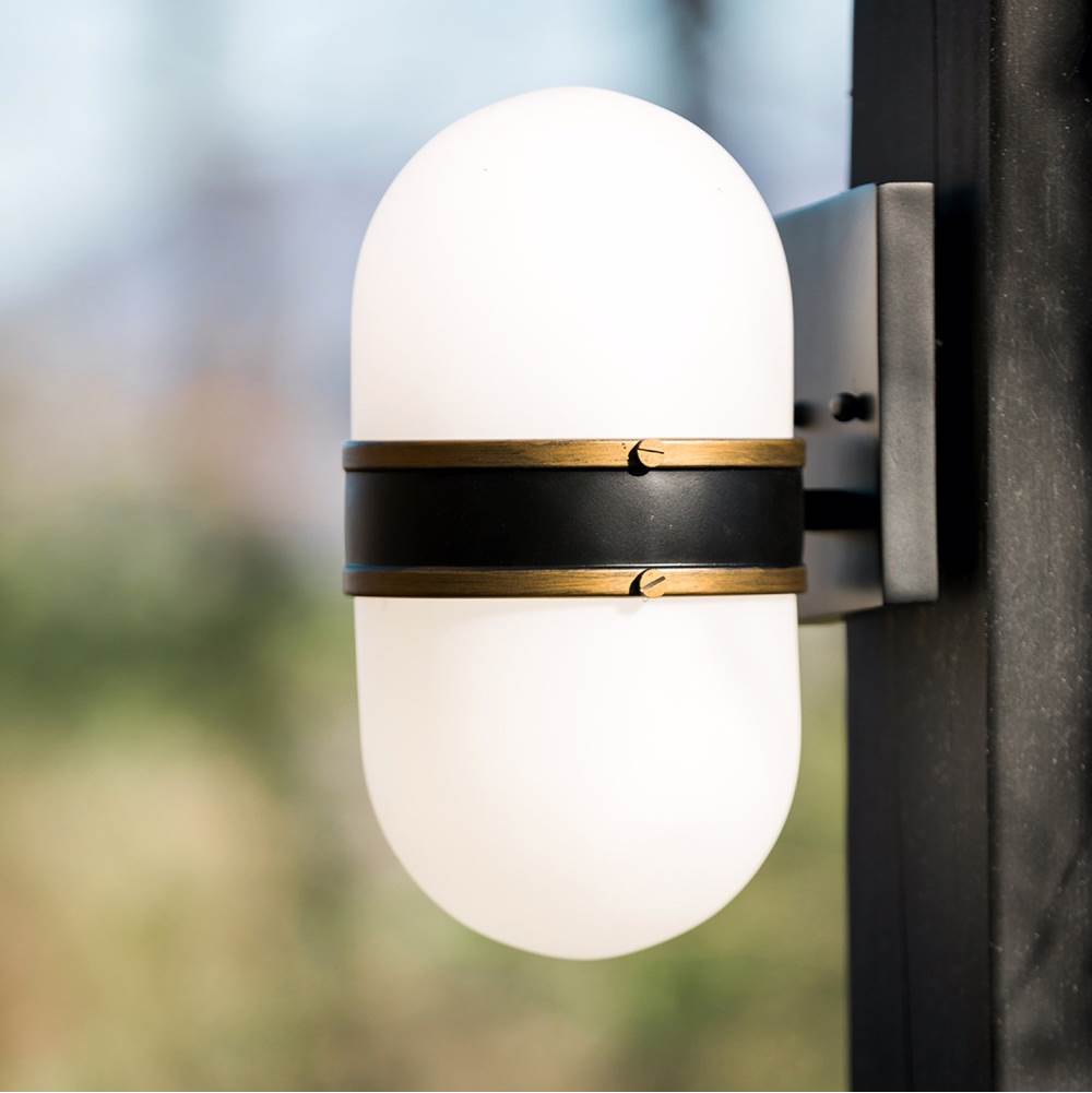 Crystorama CAP-8501-MK-TG Matte Black,Textured Gold Brian Patrick Flynn For Crystorama Capsule 1 Light Matte Black  Plus  Textured Gold Outdoor Wall Mount Image 3