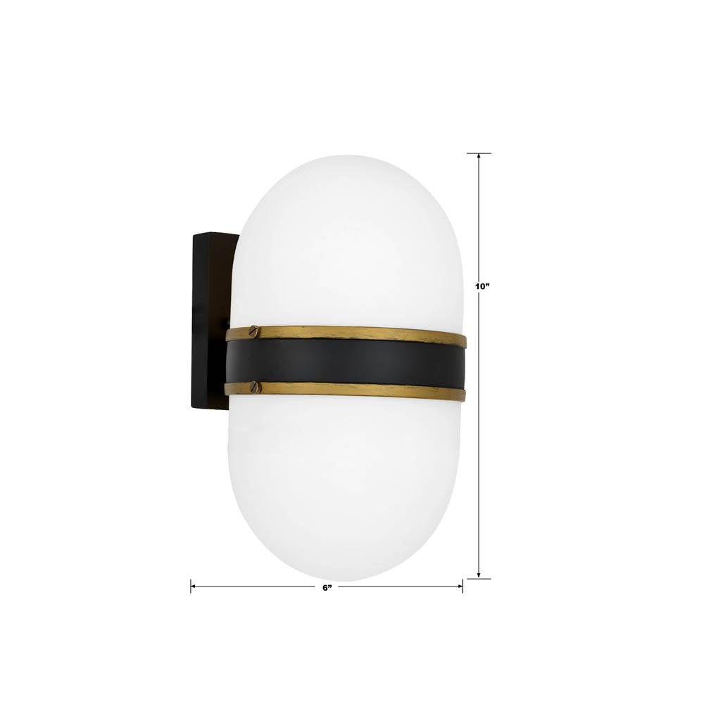 Crystorama CAP-8501-MK-TG Matte Black,Textured Gold Brian Patrick Flynn For Crystorama Capsule 1 Light Matte Black  Plus  Textured Gold Outdoor Wall Mount Image 2