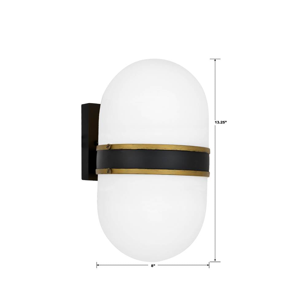 Crystorama Capsule Brian Patrick Flynn For Crystorama Capsule 2 Light Matte Black  Plus  Textured Gold Outdoor Wall Mount