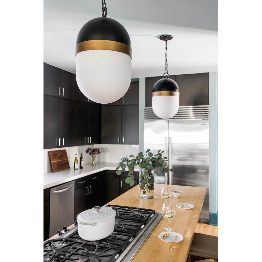 Crystorama CAP-8506-MK-TG Matte Black,Textured Gold Brian Patrick Flynn For Crystorama Capsule 3 Light Matte Black  Plus  Textured Gold Outdoor Pendant Image 4