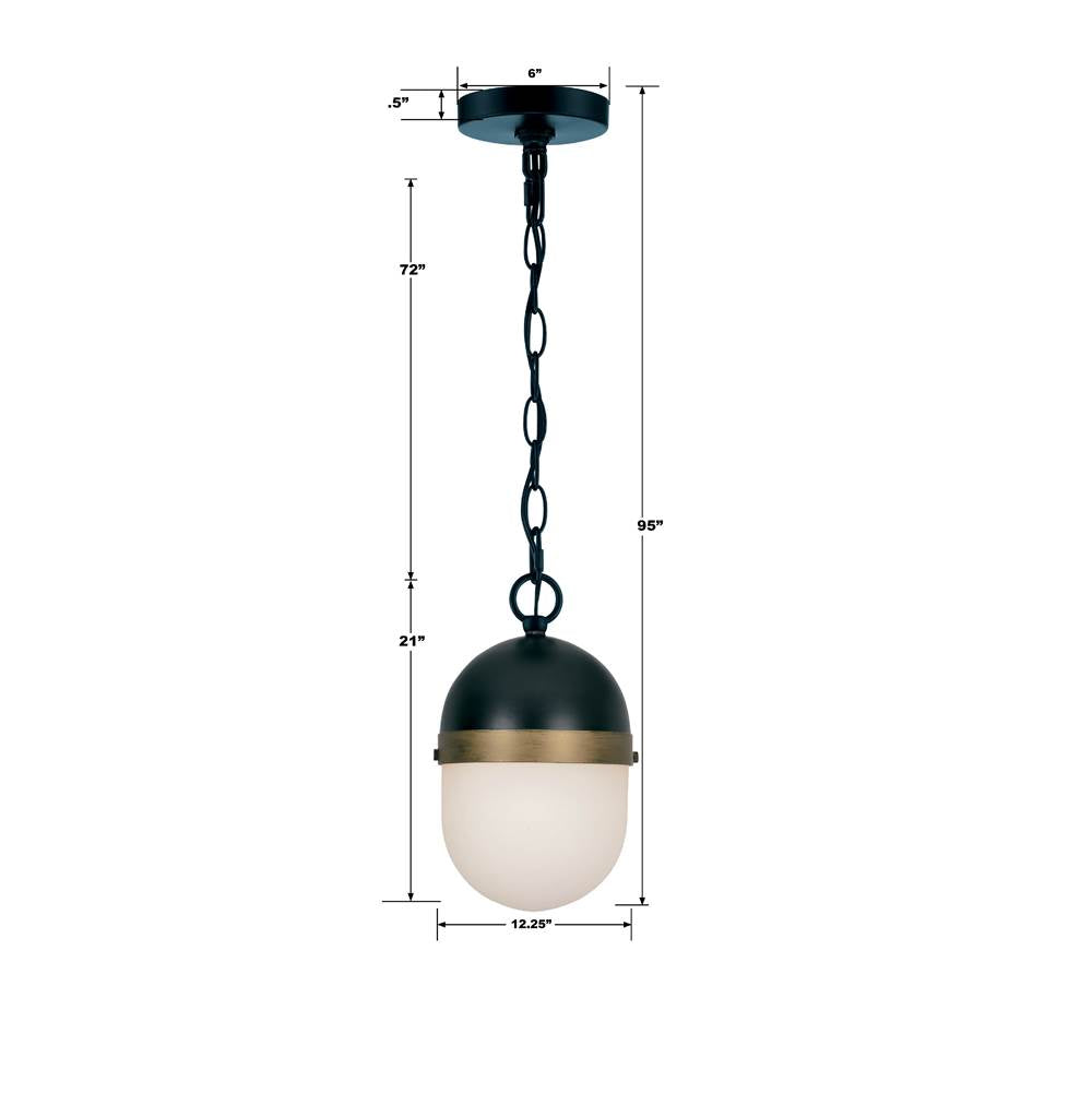 Crystorama CAP-8506-MK-TG Matte Black,Textured Gold Brian Patrick Flynn For Crystorama Capsule 3 Light Matte Black  Plus  Textured Gold Outdoor Pendant Image 2