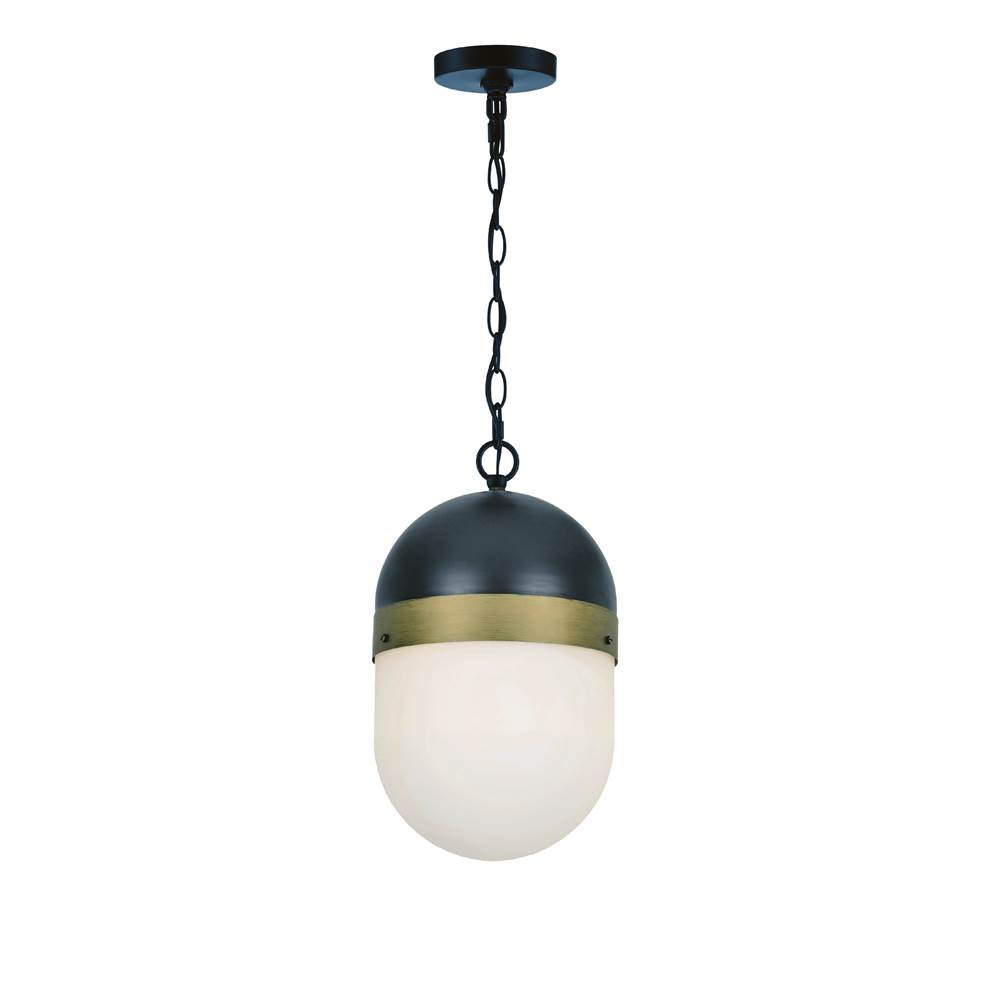 Crystorama CAP-8507-MK-TG Matte Black,Textured Gold Brian Patrick Flynn For Crystorama Capsule 1 Light Matte Black  Plus  Textured Gold Outdoor Pendant Image 1
