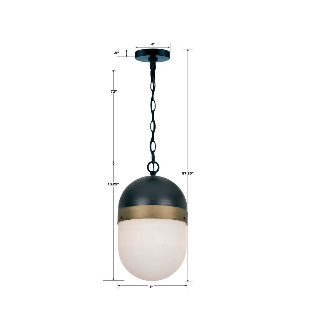 Crystorama Capsule Brian Patrick Flynn For Crystorama Capsule 1 Light Matte Black  Plus  Textured Gold Outdoor Pendant