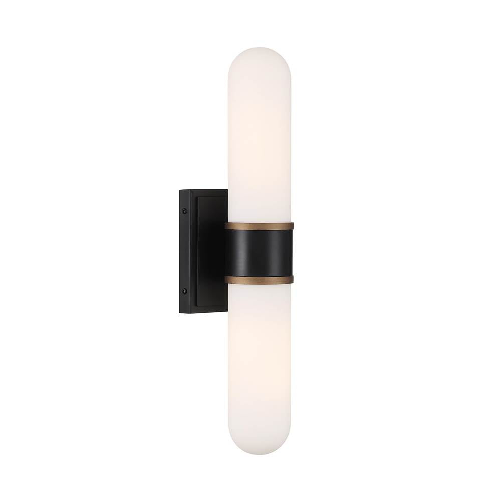 Crystorama CAP-8512-MK-TG Matte Black,Textured Gold Brian Patrick Flynn Capsule 2 Light Led Matte Black Plus Textured Gold Sconce Image 1