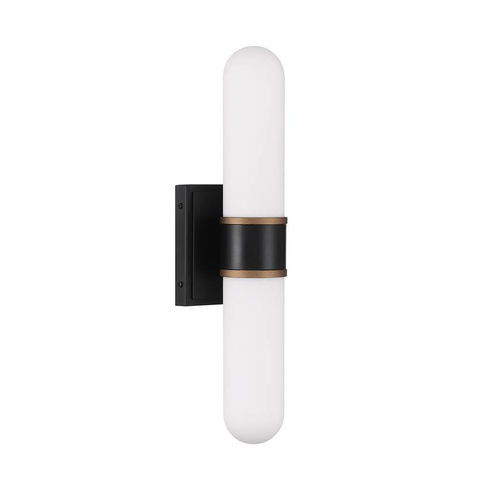 Crystorama Capsule Brian Patrick Flynn Capsule 2 Light Led Matte Black Plus Textured Gold Sconce