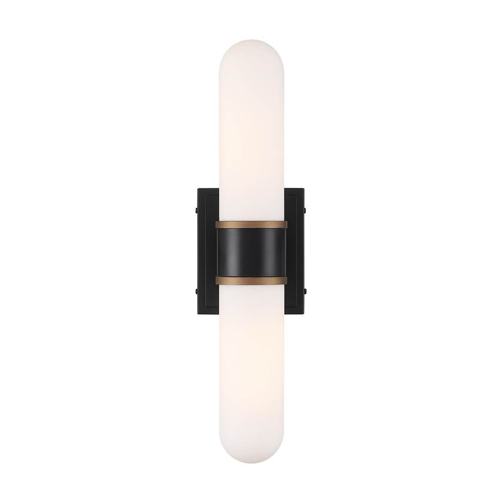 Crystorama CAP-8512-MK-TG Matte Black,Textured Gold Brian Patrick Flynn Capsule 2 Light Led Matte Black Plus Textured Gold Sconce Image 5