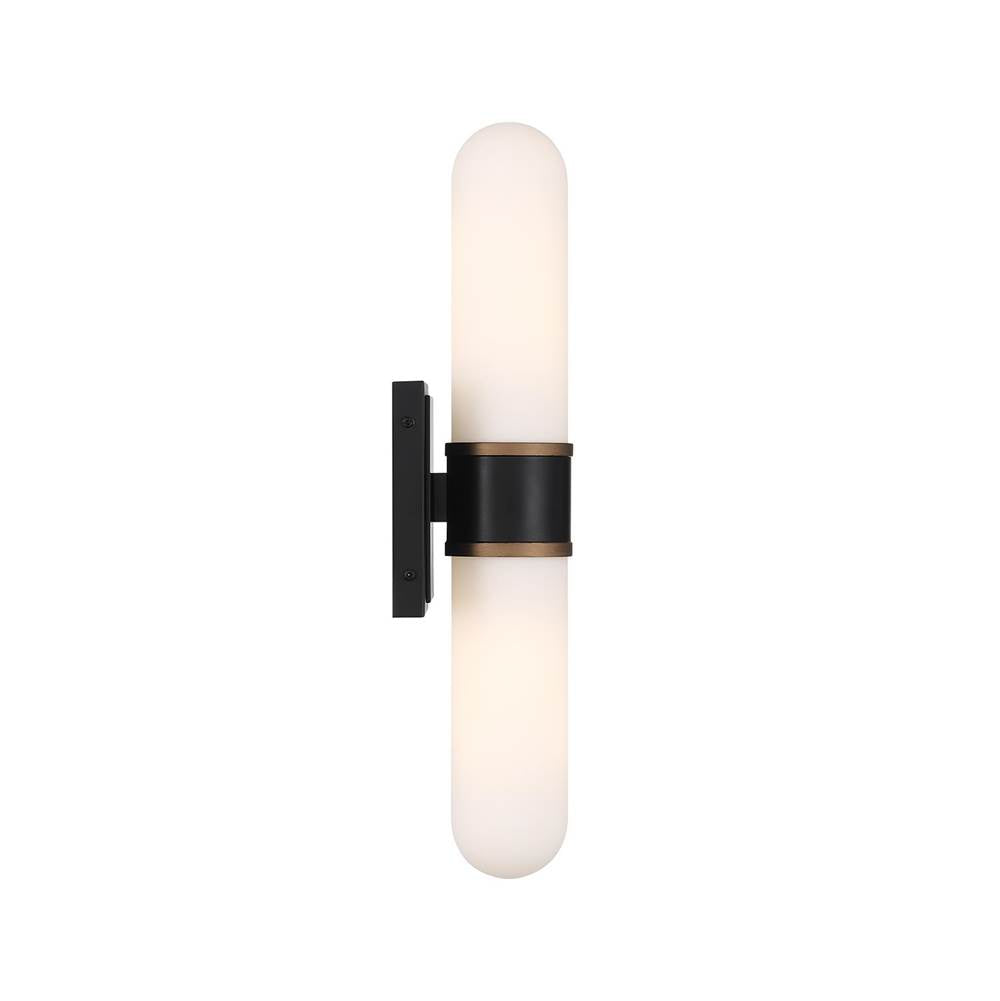 Crystorama CAP-8512-MK-TG Matte Black,Textured Gold Brian Patrick Flynn Capsule 2 Light Led Matte Black Plus Textured Gold Sconce Image 3