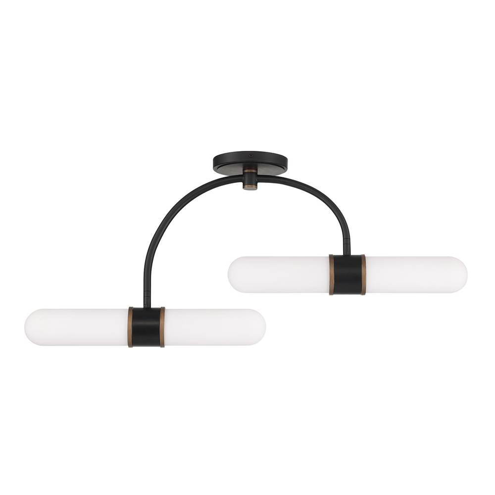 Crystorama Capsule Brian Patrick Flynn Capsule 4 Light Led Matte Black Plus Textured Gold Semi Flush