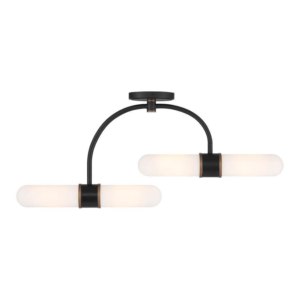 Crystorama CAP-8514-MK-TG Matte Black,Textured Gold Brian Patrick Flynn Capsule 4 Light Led Matte Black Plus Textured Gold Semi Flush Image 5
