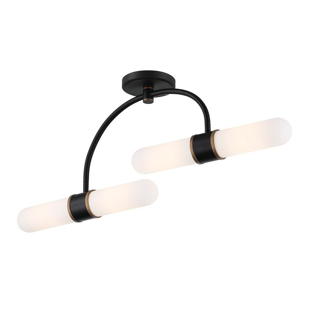 Crystorama CAP-8514-MK-TG Matte Black,Textured Gold Brian Patrick Flynn Capsule 4 Light Led Matte Black Plus Textured Gold Semi Flush Image 3