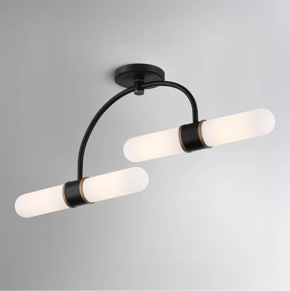 Crystorama CAP-8514-MK-TG Matte Black,Textured Gold Brian Patrick Flynn Capsule 4 Light Led Matte Black Plus Textured Gold Semi Flush Image 2