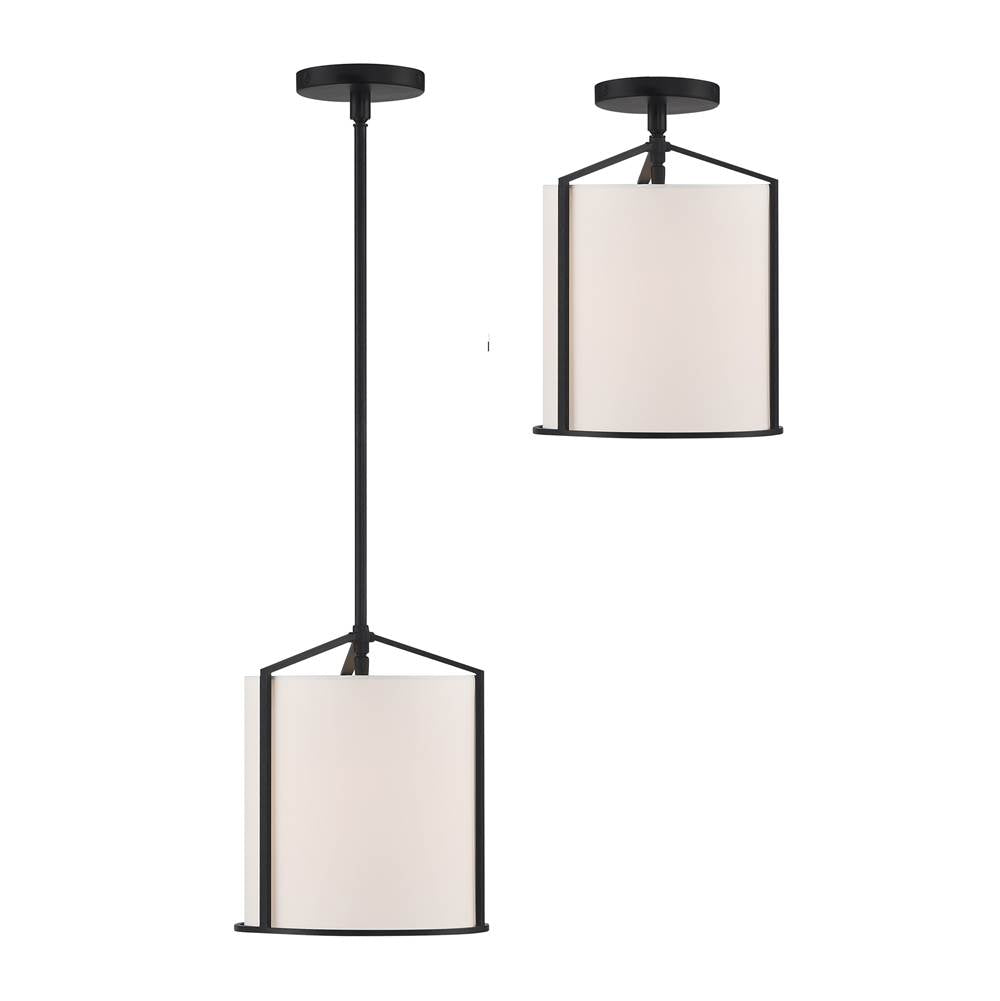 Crystorama Carlyn 1 Light Black Pendant