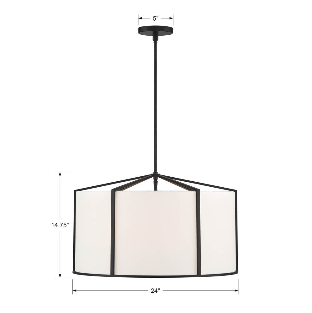 Crystorama CAR-9206-BK Black Carlyn 6 Light Black Pendant Image 2