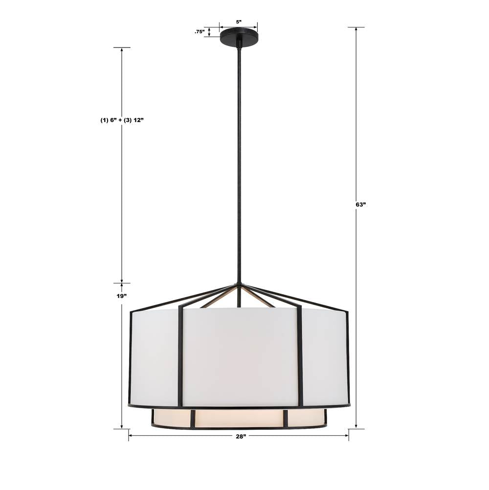 Crystorama CAR-9209-BK Black Carlyn 6 Light Black Chandelier Image 2
