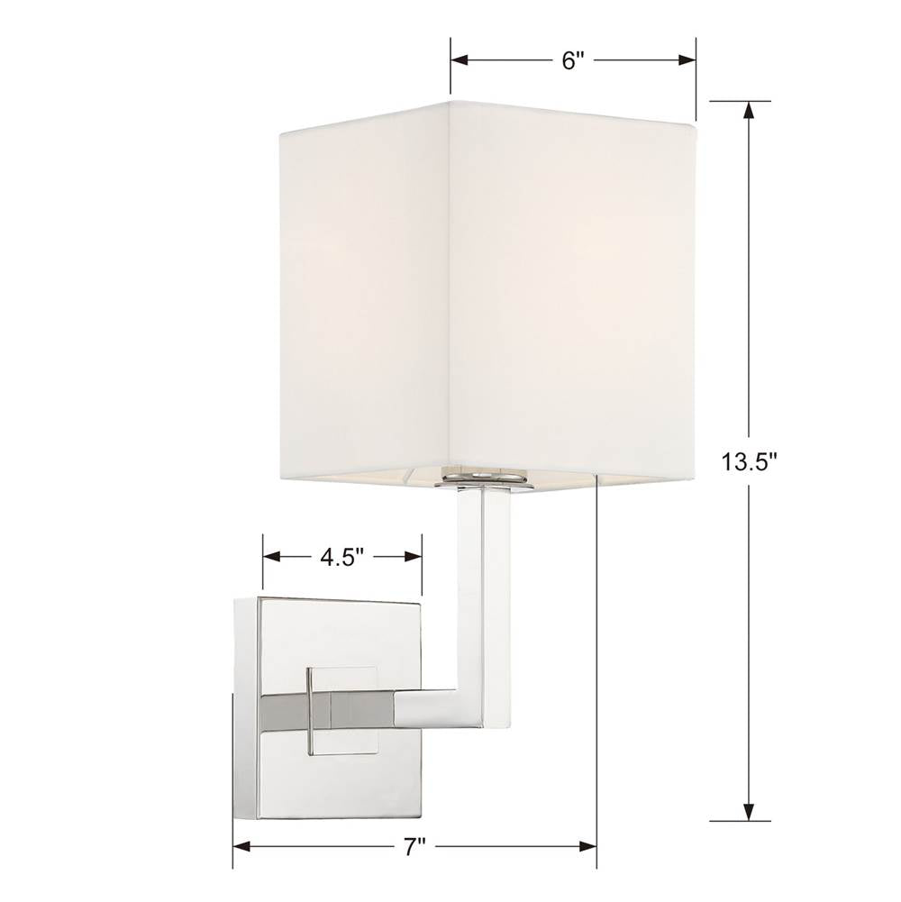 Crystorama CHA-491-PN Polished Nickel Chatham 1 Light Polished Nickel Wall Mount Image 2
