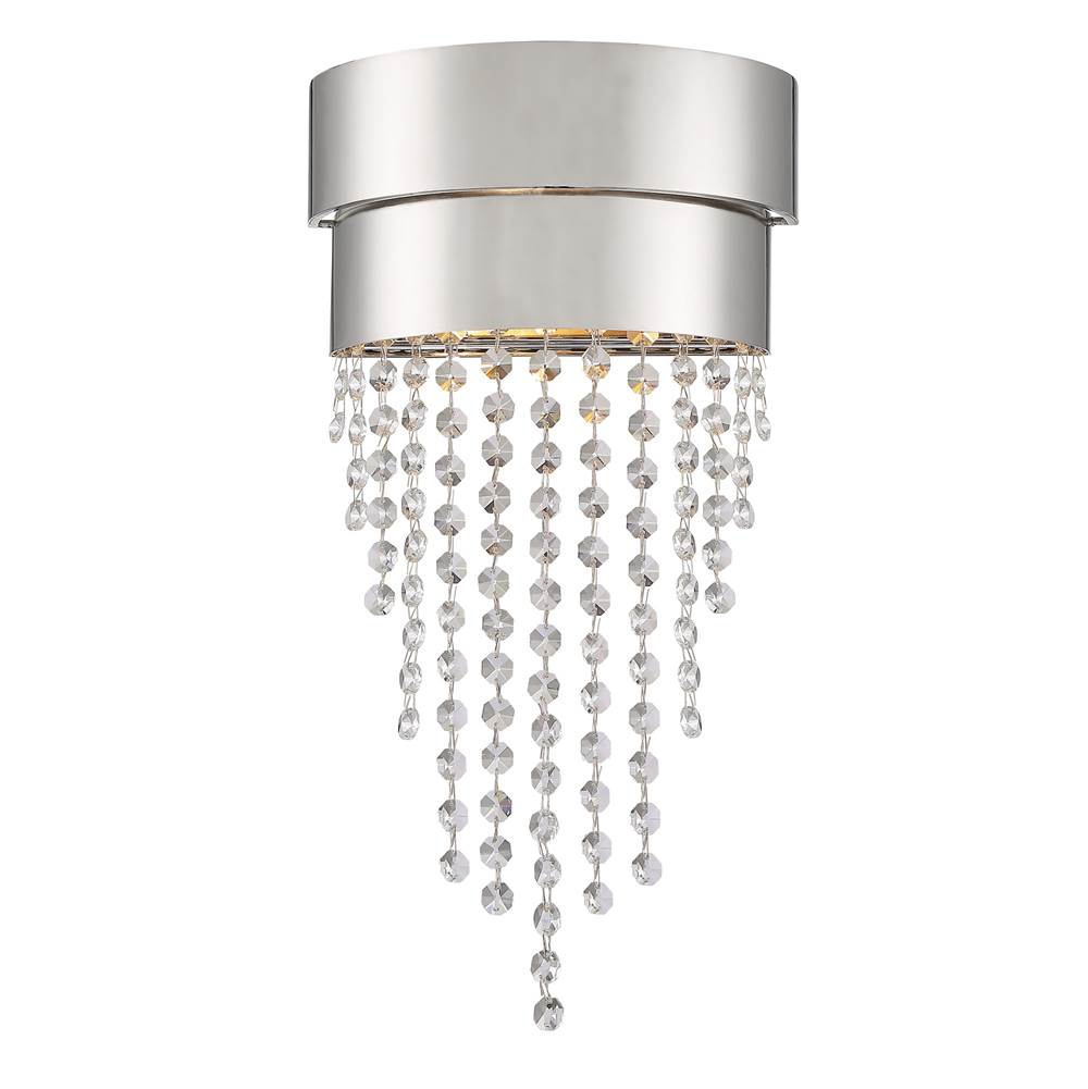 Crystorama CLA-A3202-PN-CL-MWP Polished Nickel Clarksen 2 Light Polished Nickel Wall Mount Image 1