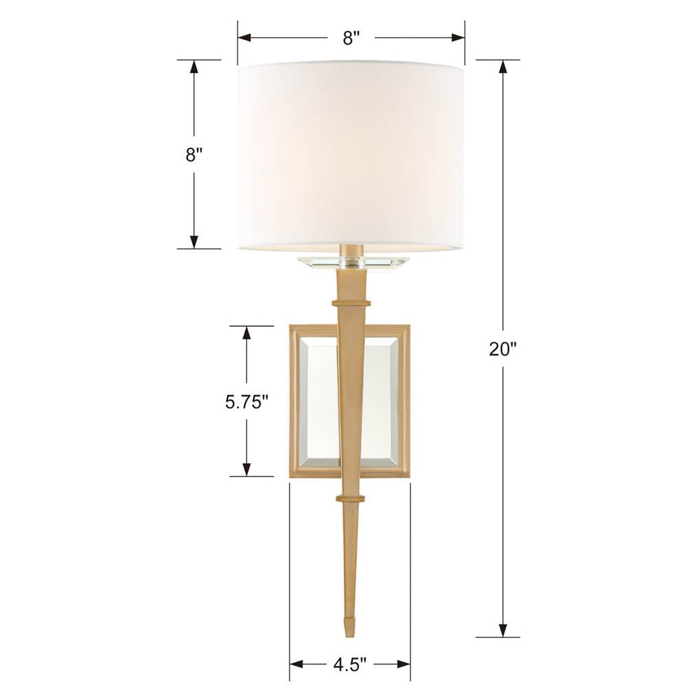 Crystorama CLI-231-AG Aged Brass Clifton 1 Light Aged Brass Wall Mount Image 2