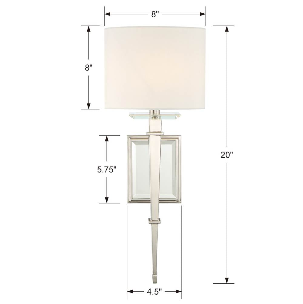 Crystorama CLI-231-PN Polished Nickel Clifton 1 Light Polished Nickel Wall Mount Image 2