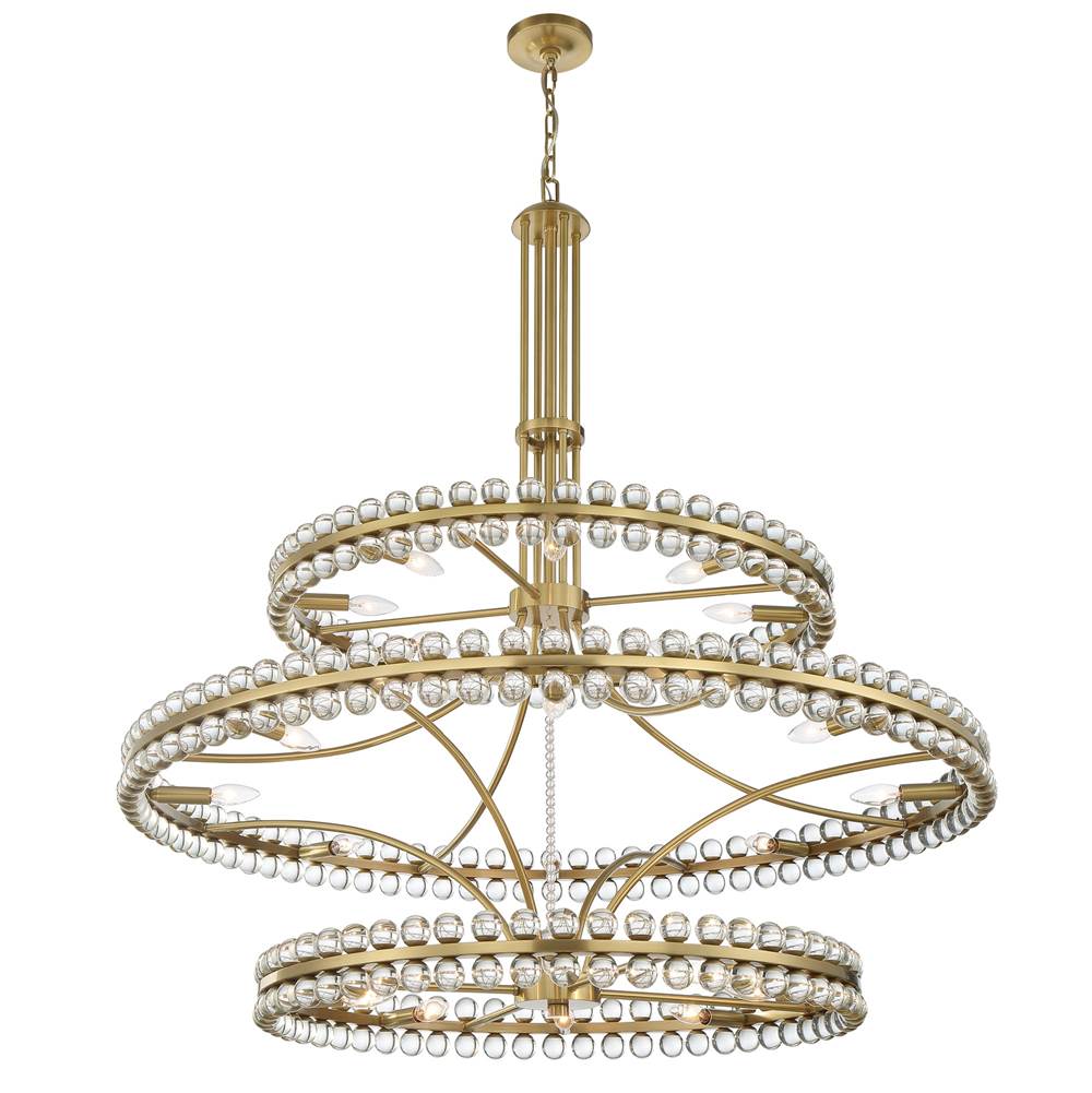 Crystorama Clover 24 Light Aged Brass Chandelier
