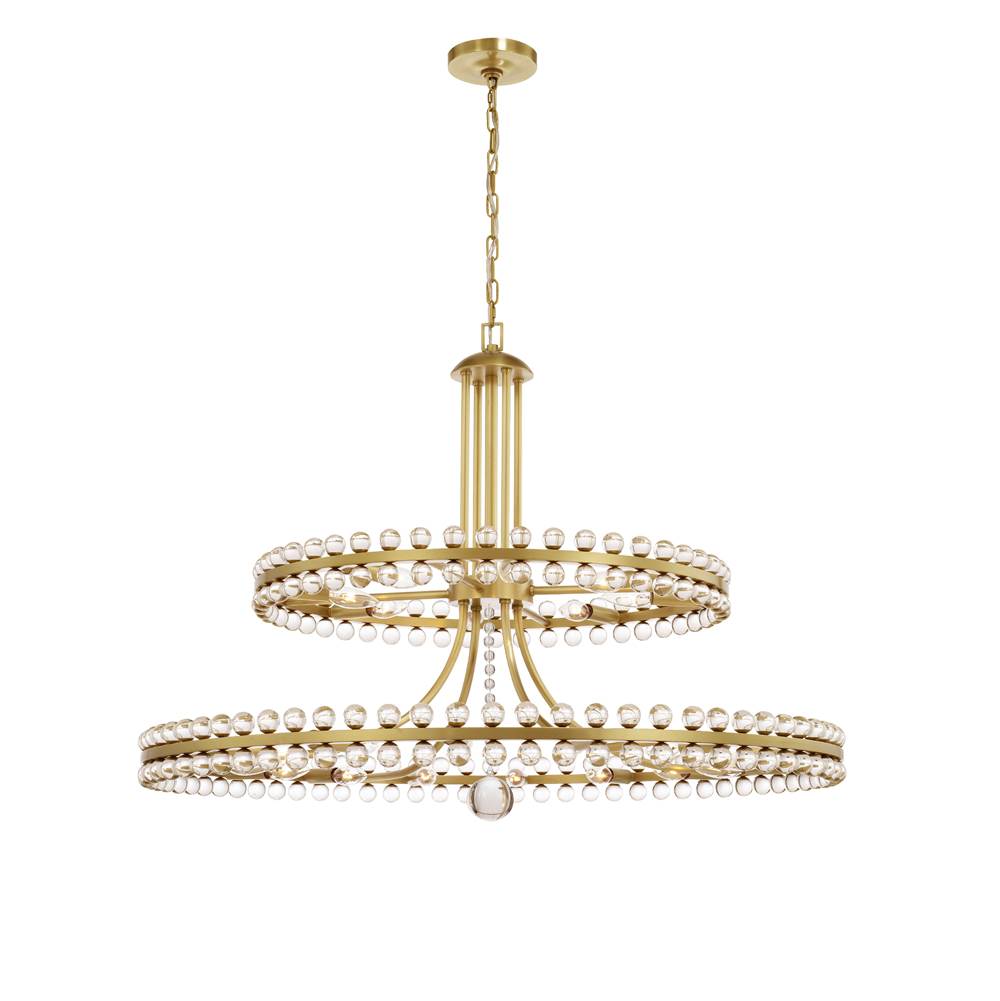 Crystorama CLO-8890-AG Aged Brass Clover 24 Light Aged Brass Two-tier Chandelier Image 1