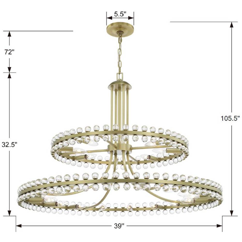 Crystorama CLO-8890-AG Aged Brass Clover 24 Light Aged Brass Two-tier Chandelier Image 2