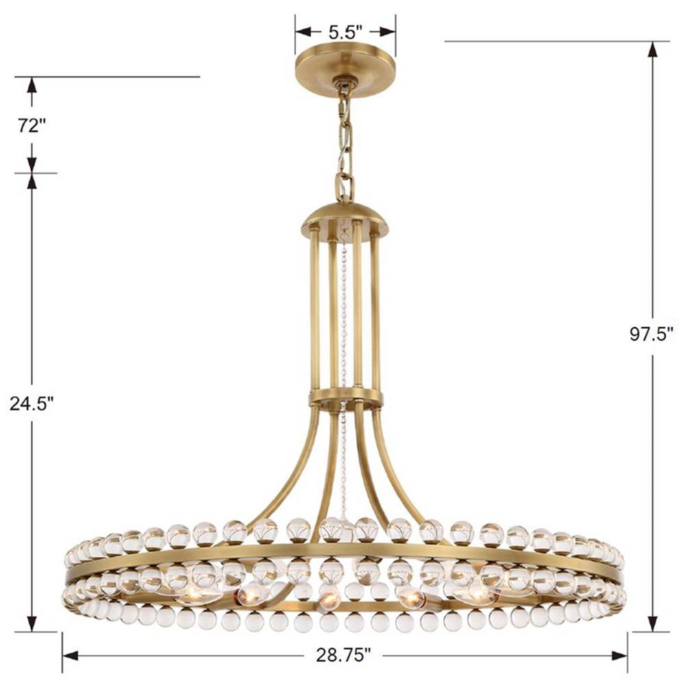Crystorama CLO-8899-AG Aged Brass Clover 12 Light Aged Brass Chandelier Image 2