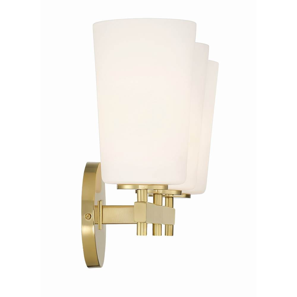Crystorama Colton 3 Light Aged Brass Wall Mount