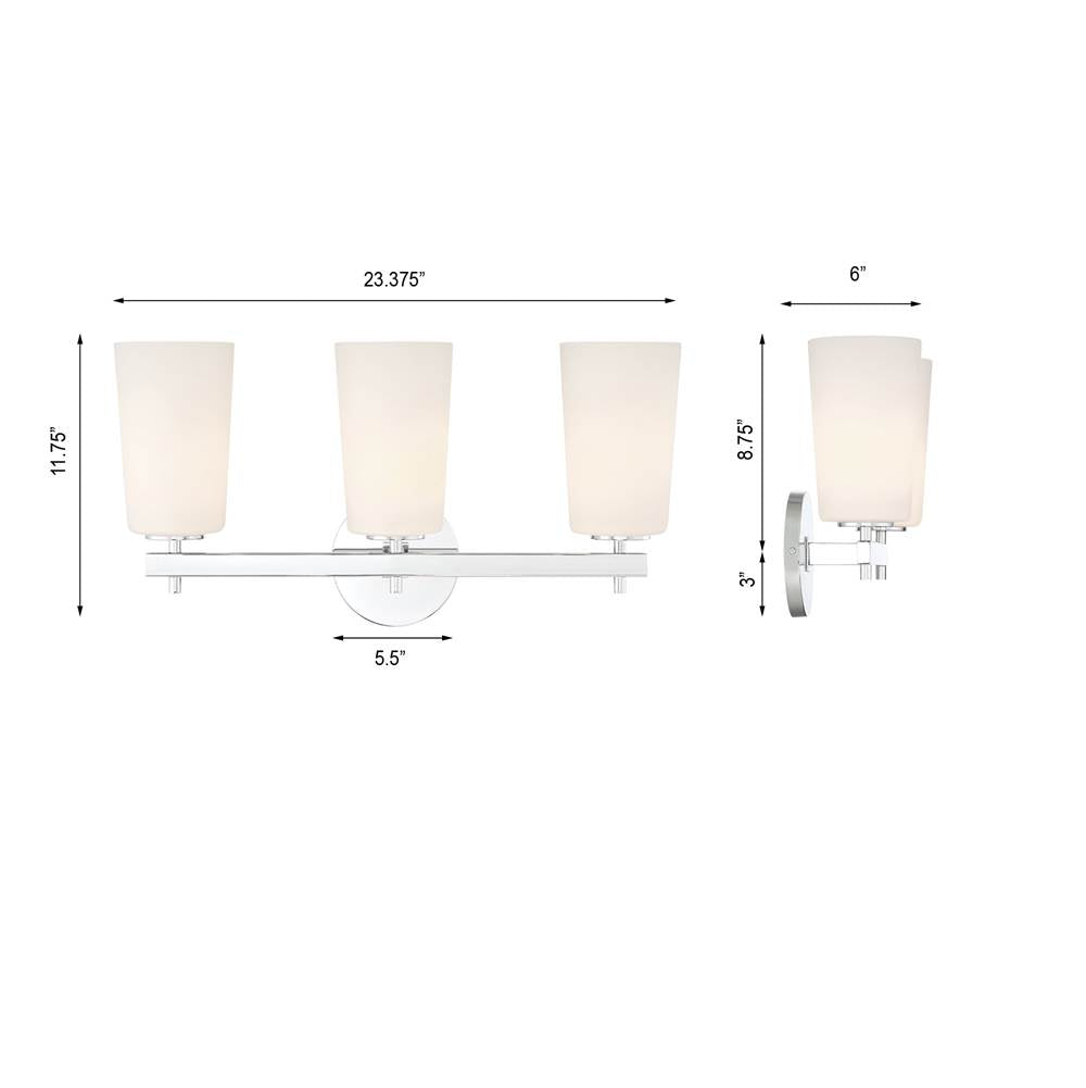 Crystorama COL-103-CH Polished Chrome Colton 3 Light Polished Chrome Wall Mount Image 2