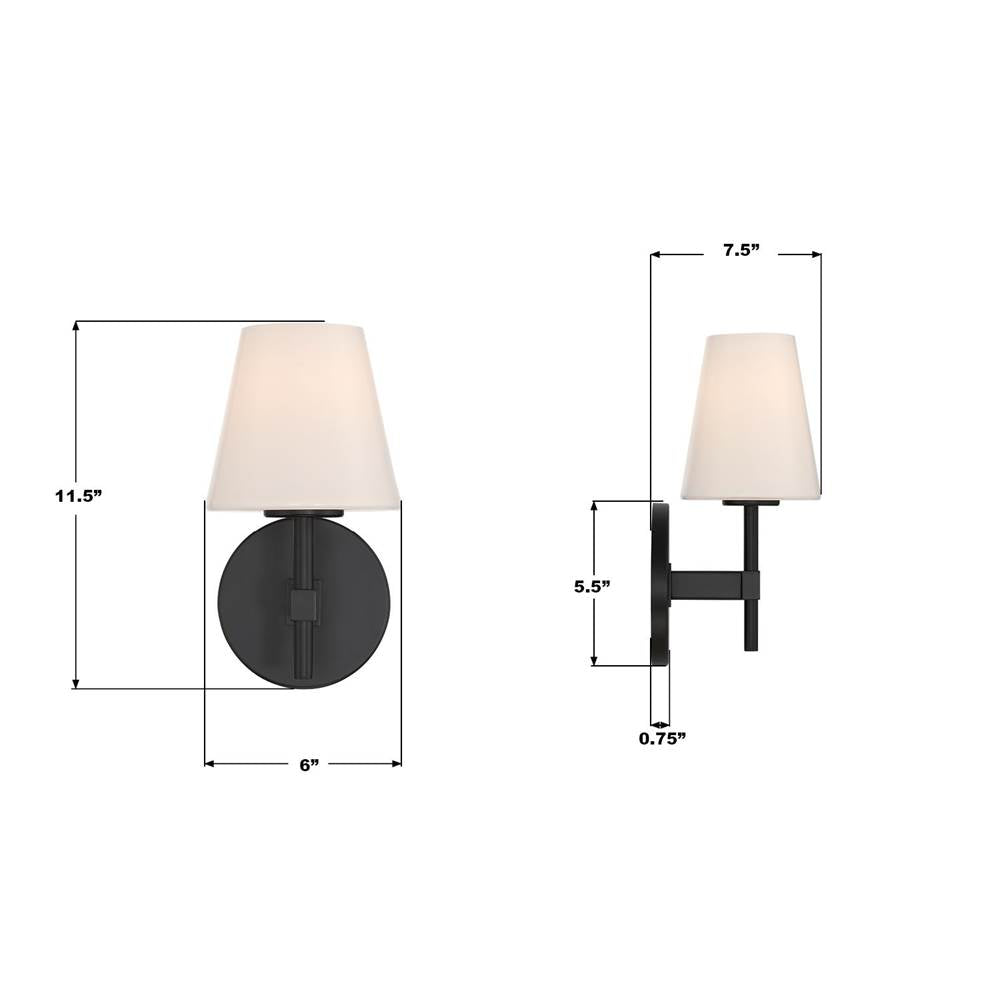 Crystorama COL-201-BK Black Colton 6'' Black Sconce Image 2