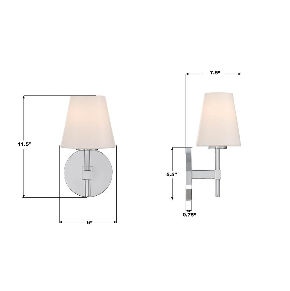 Crystorama COL-201-CH Polished Chrome Colton 6'' Polished Chrome Sconce Image 2