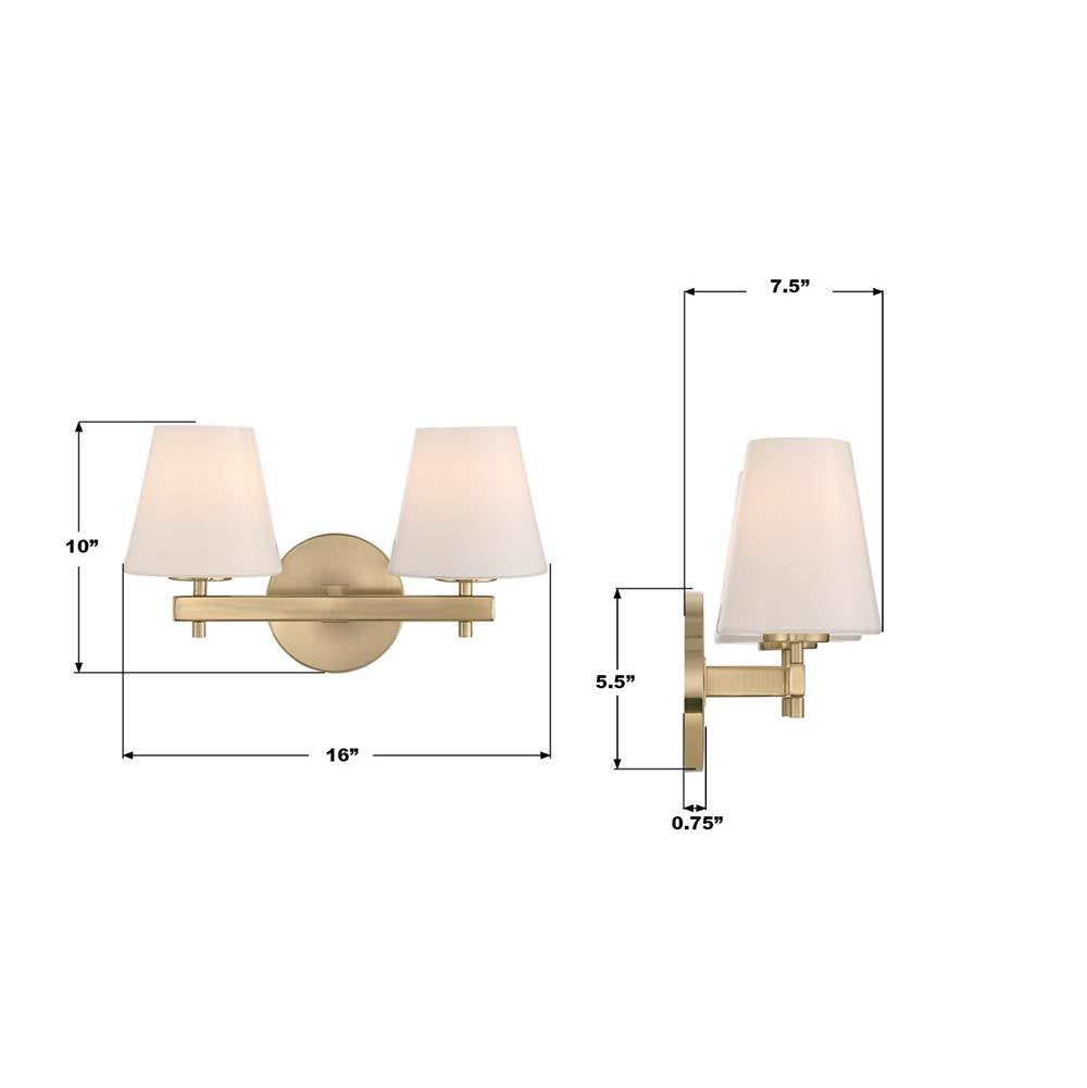 Crystorama COL-202-VG Vibrant Gold Colton 16'' Vibrant Gold Sconce Image 2