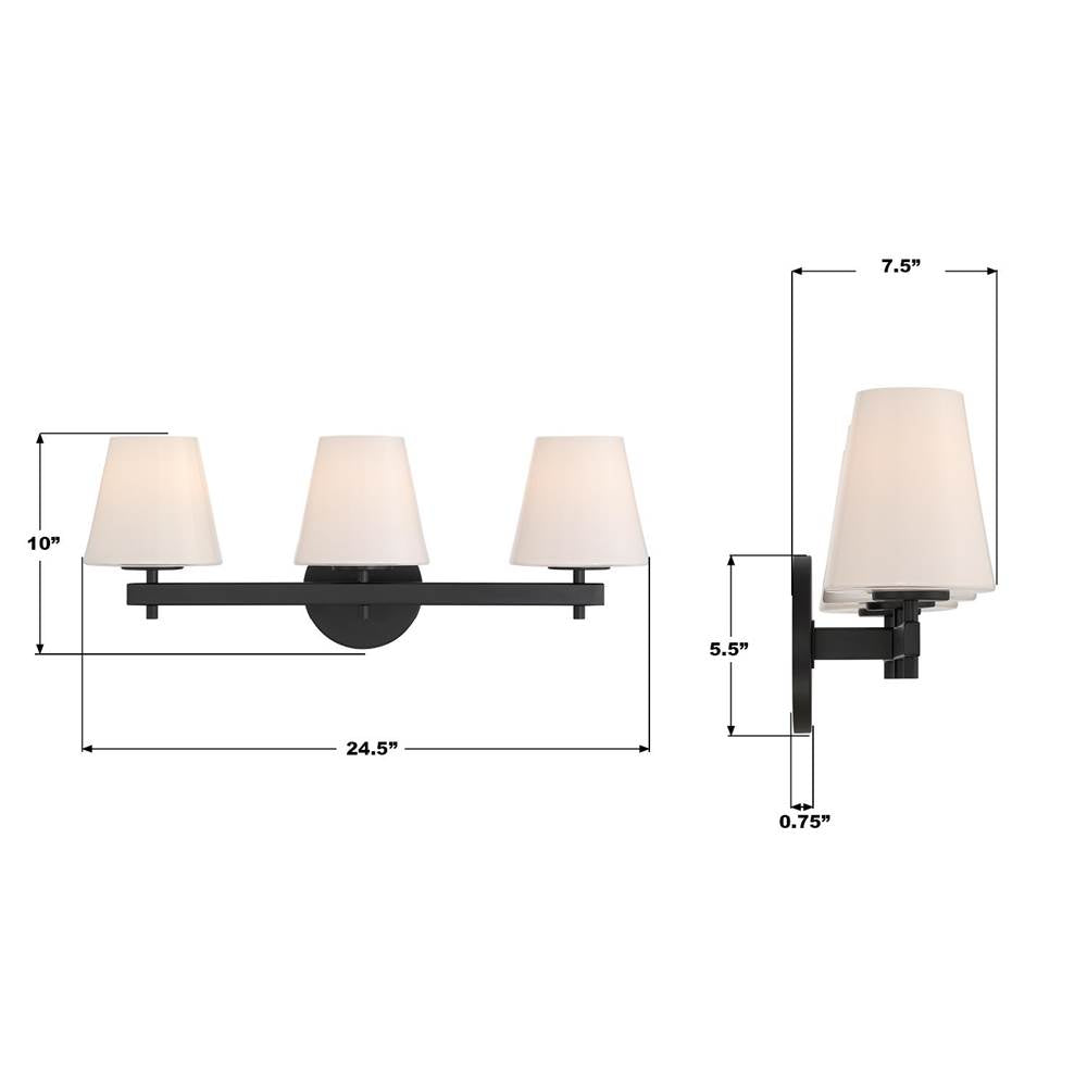 Crystorama COL-203-BK Black Colton 24.5'' Black Bathroom Vanity Image 2